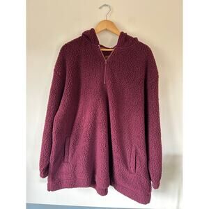 Koolaburra by Ugg womens fleece sweatshirt size 2X hooded maroon zipper pockets